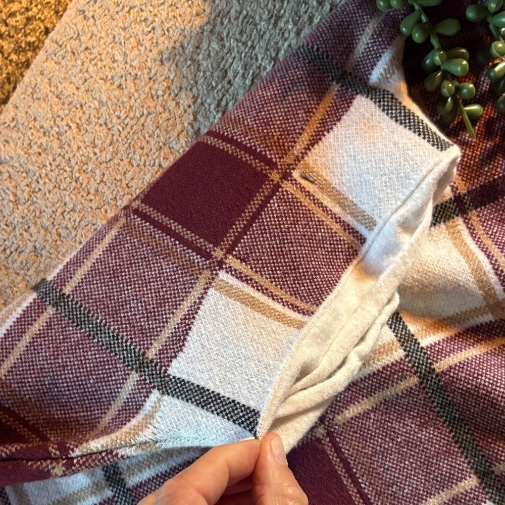 Tahari Burgundy and Cream Plaid Sweater - Picture 9 of 10